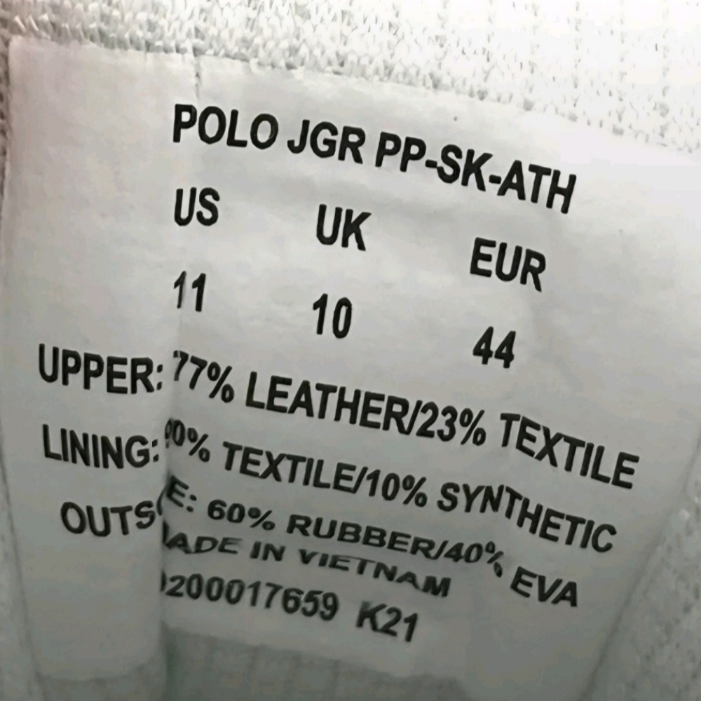 POLO RALPH LAUREN JOGGER LEATHER /MESH SNEAKERS  WHITE/NAVY/RED MENS US SIZE 11 - Picture 16 of 16